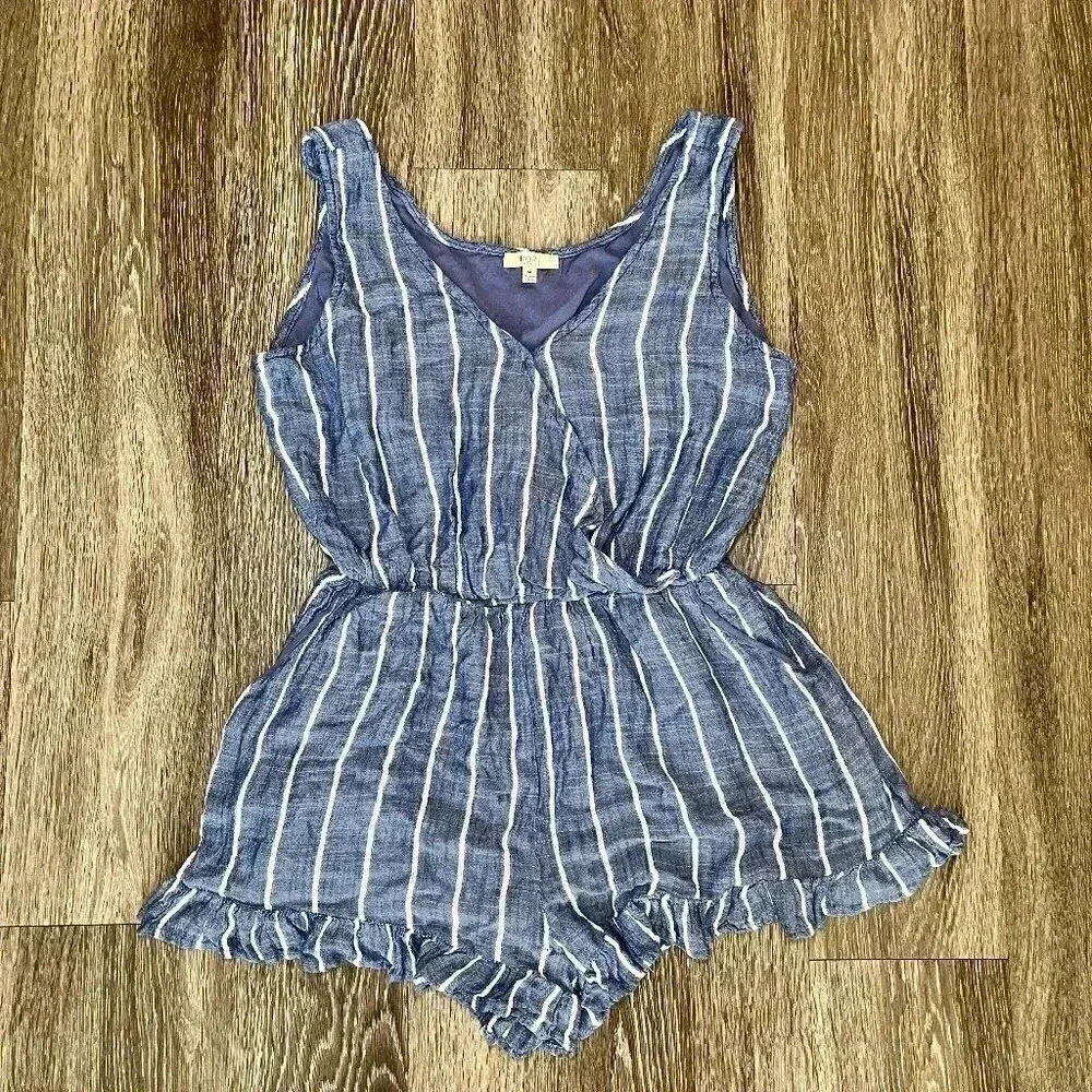 Womens Kori Blue Stripe Romper - M